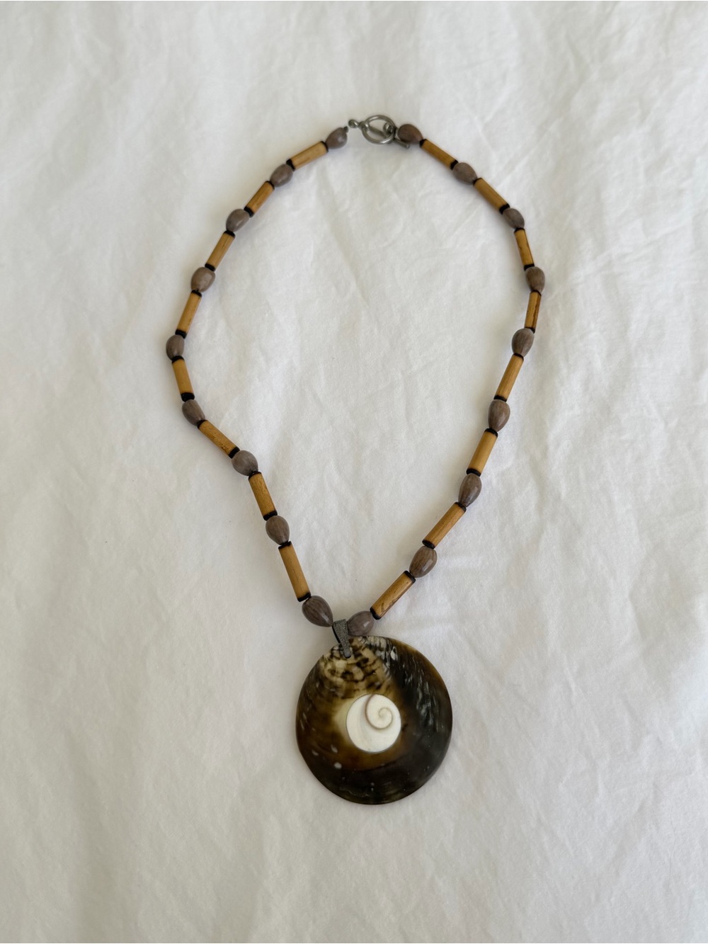 Handmade Brown Shell Pendant Beaded Necklace